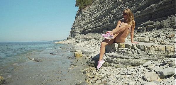  FREE VIDEO - Awesome kinky nudist girl in the public beach - Sasha Bikeyeva